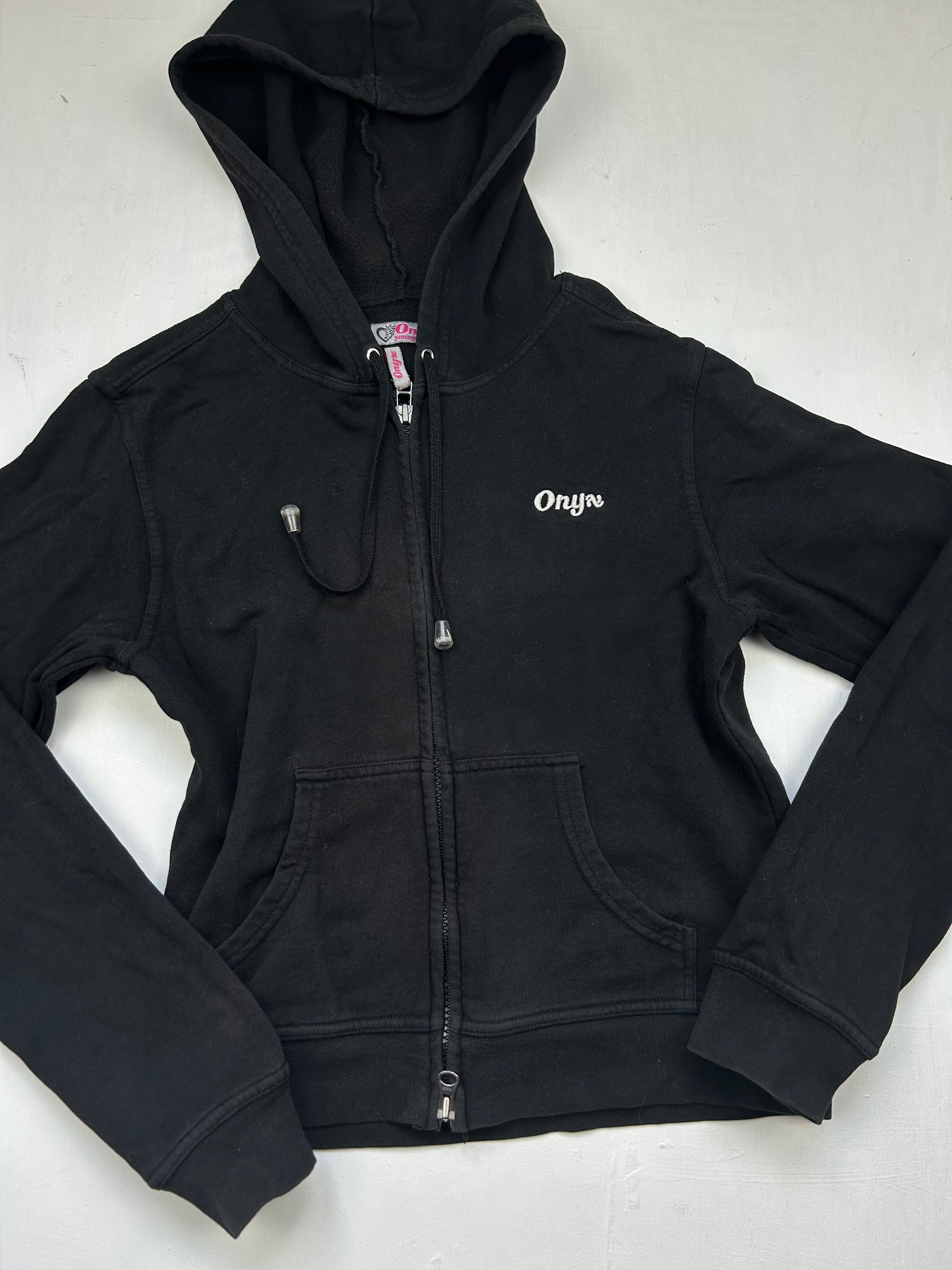 Black 100% cotton zip up hoodie (S)
