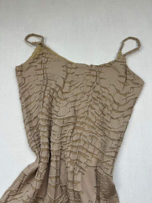 Beige asymmetric maxi dress (M)