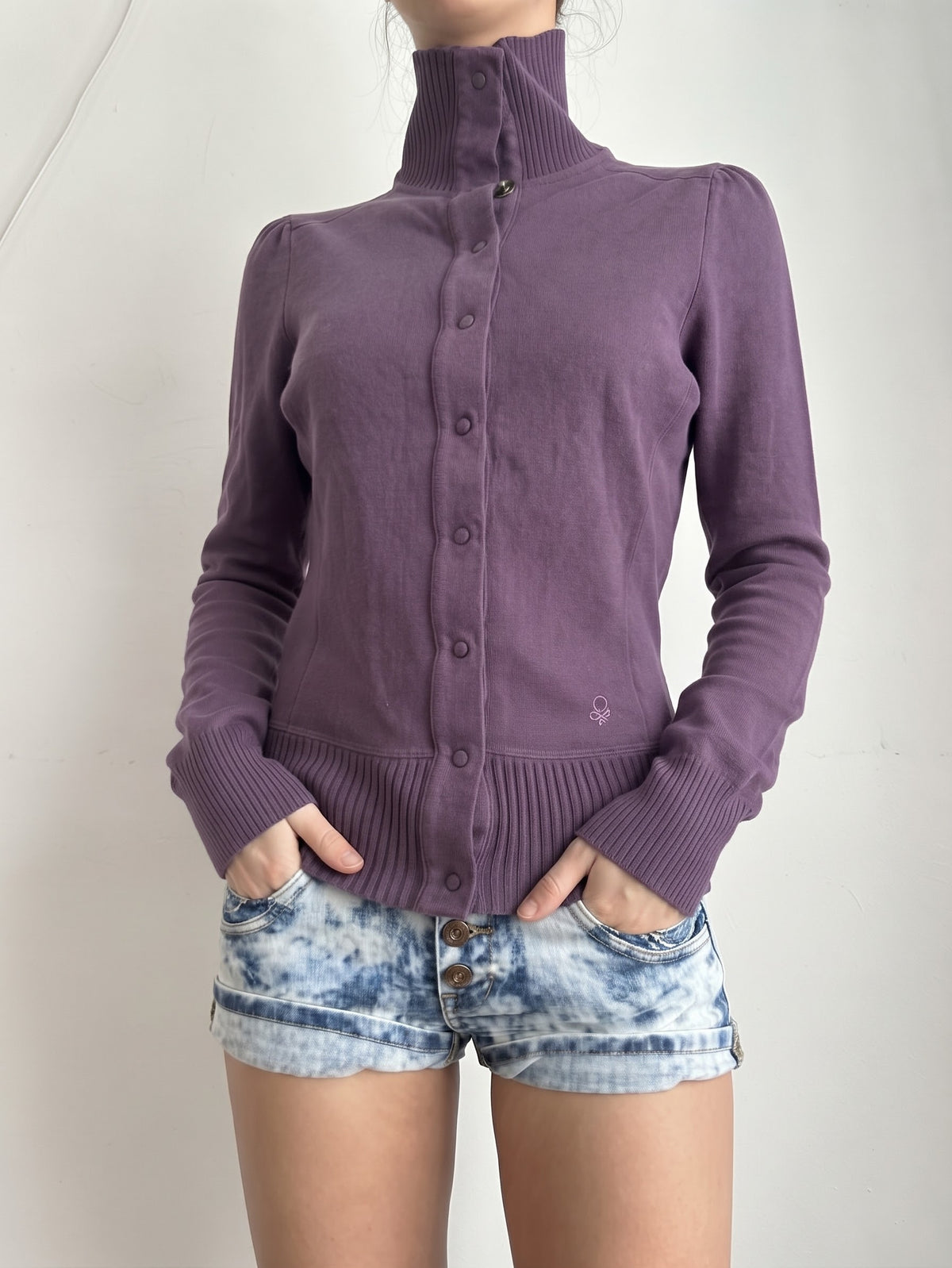 Purple fleece biker jacket (M)