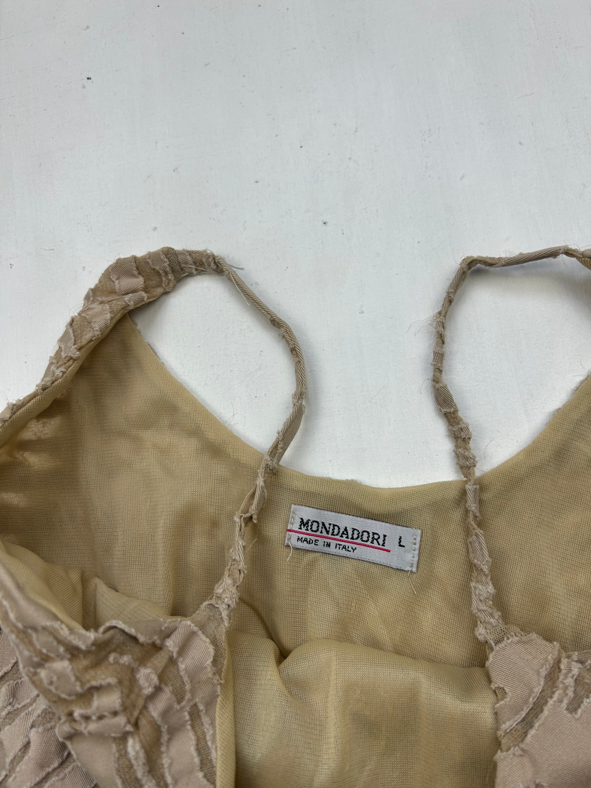 Beige asymmetric maxi dress (M)