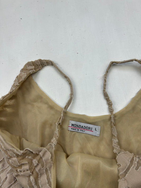 Beige asymmetric maxi dress (M)