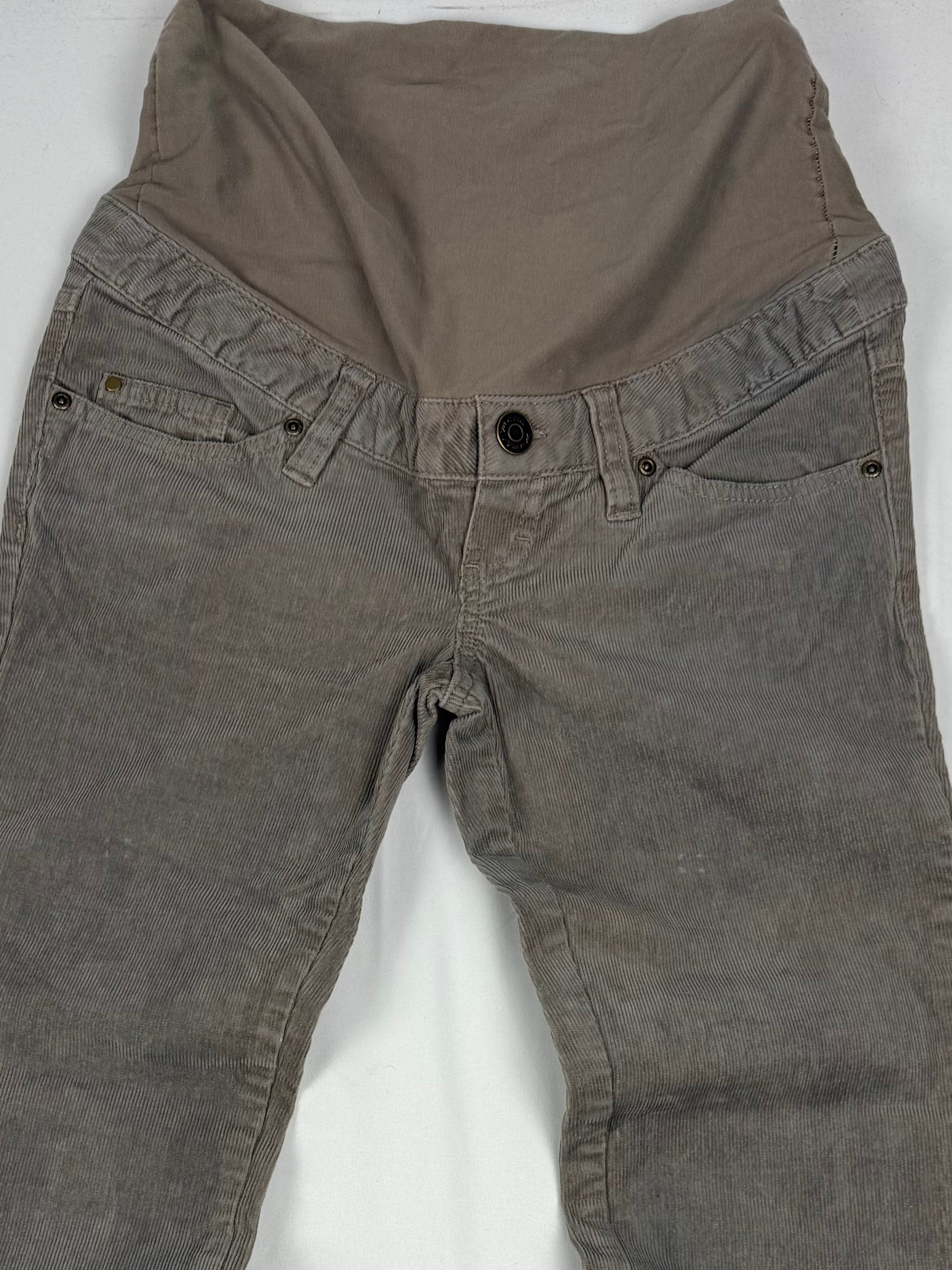 Khaki velvet ribbed denim low rise bootcut pants (XS/S)