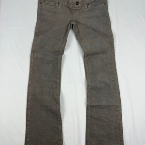 Khaki velvet ribbed denim low rise bootcut pants (XS/S)