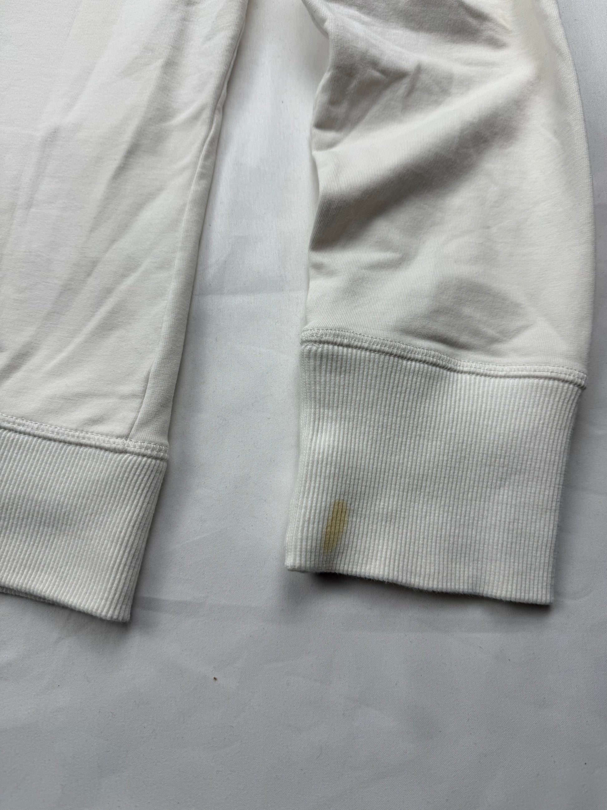 White 100% cotton tie up sweatshirt with pearls logo (XL)