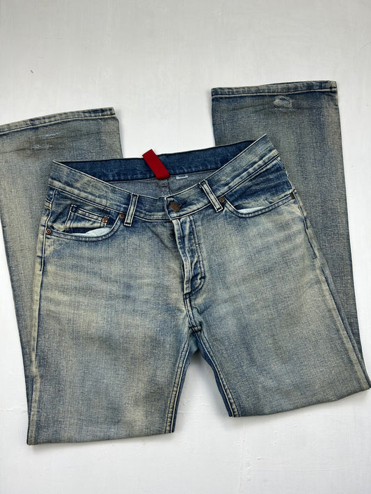 Blue low waist denim baggy pants (M/L)