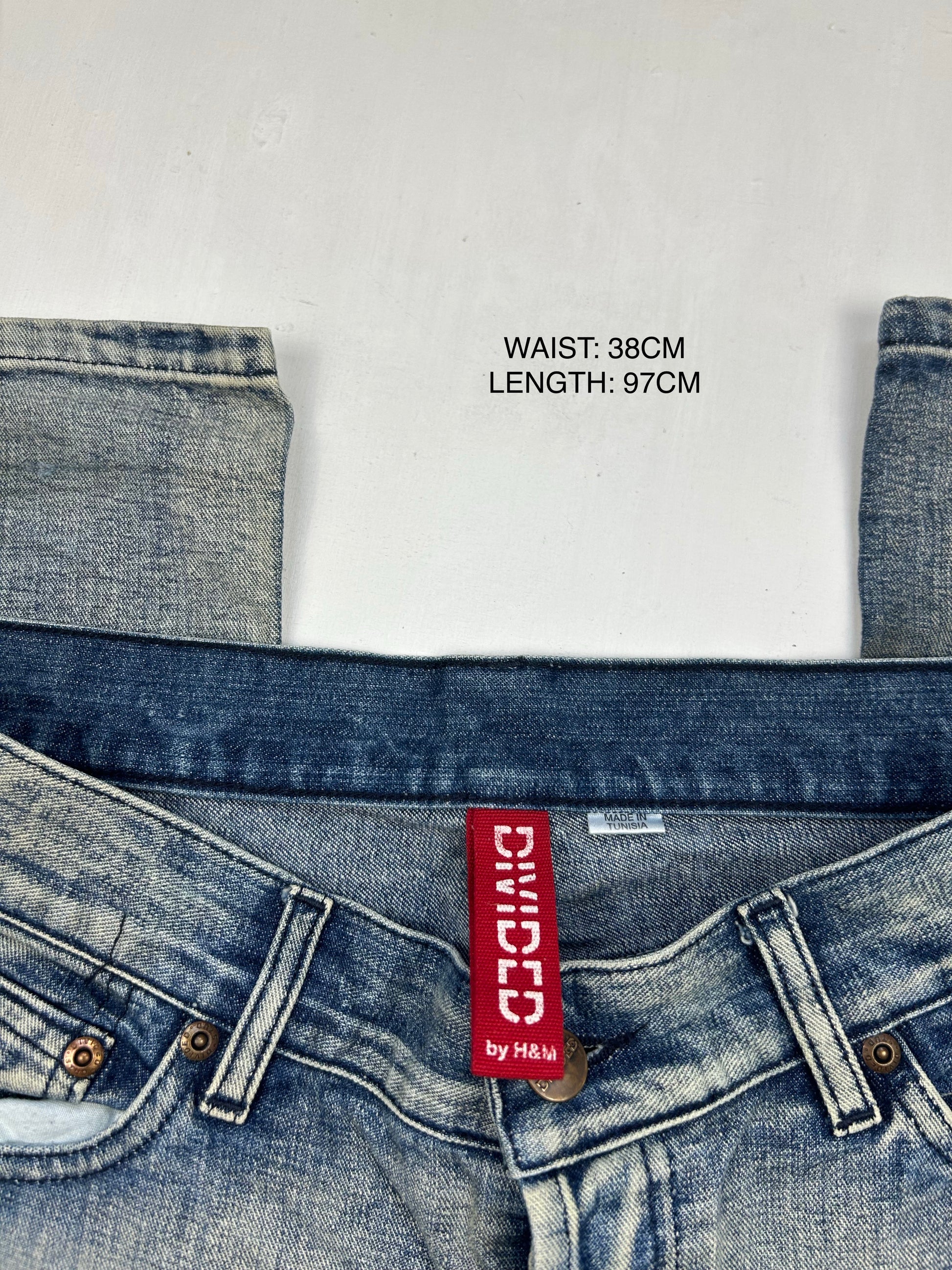 Blue low waist denim baggy pants (M/L)