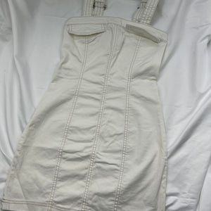 White zip up utility mini dress (XS)
