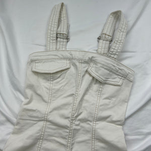 White zip up utility mini dress (XS)