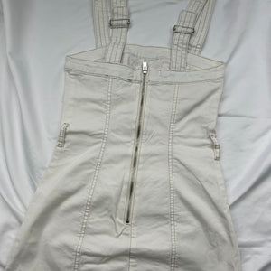 White zip up utility mini dress (XS)
