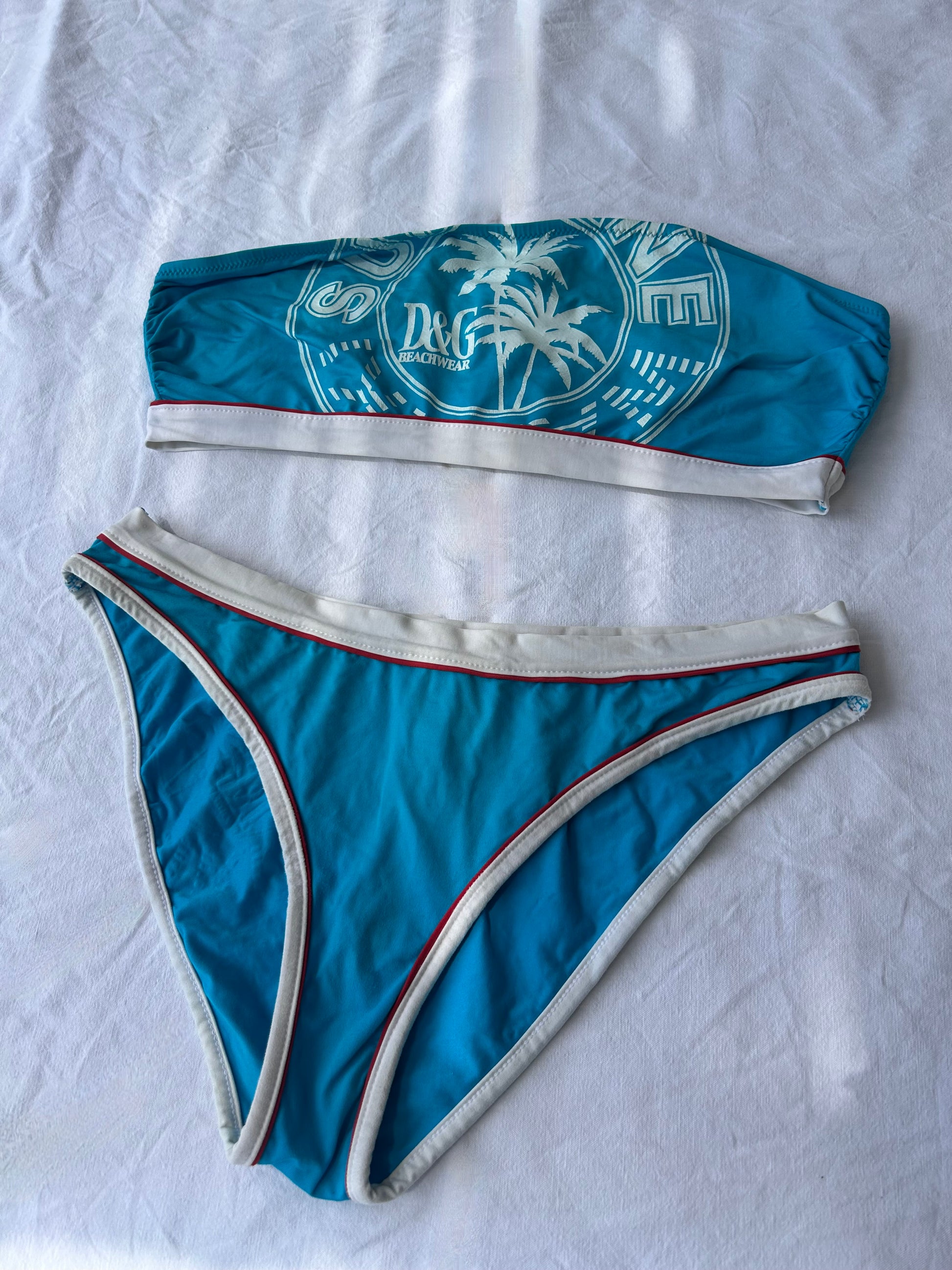Blue bandeau low waisted bikini set (M)