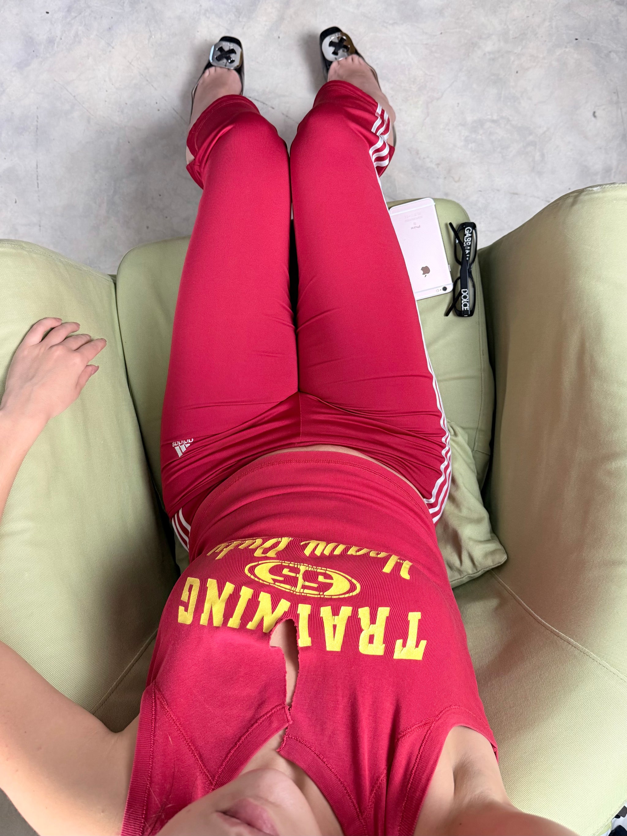 Red cotton graphic tight fit top (S/M)