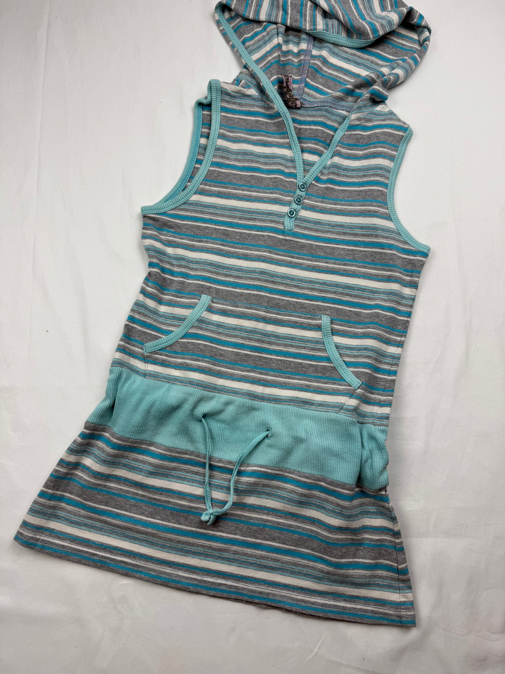 Grey striped hooded top (XS)