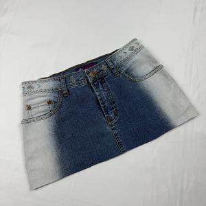 Pearls denim low rise mini skirt (XS)