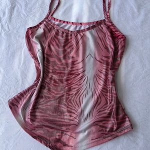 Pink glitters tiger print tight fit cami top (S/M)