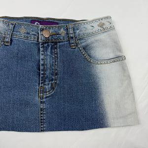 Pearls denim low rise mini skirt (XS)