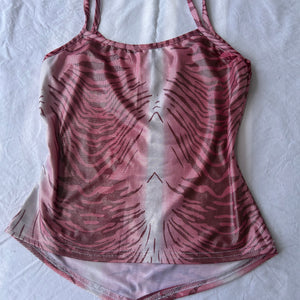 Pink glitters tiger print tight fit cami top (S/M)