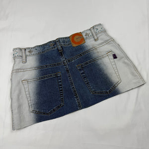 Pearls denim low rise mini skirt (XS)