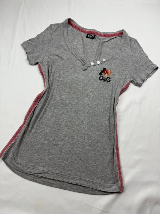 Grey logo tight fit tee (S/M)