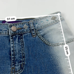 Pearls denim low rise mini skirt (XS)