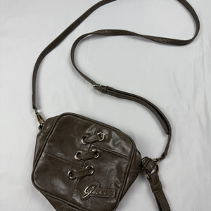 Khaki lace up mini crossbody / shoulder bag (16x17cm)