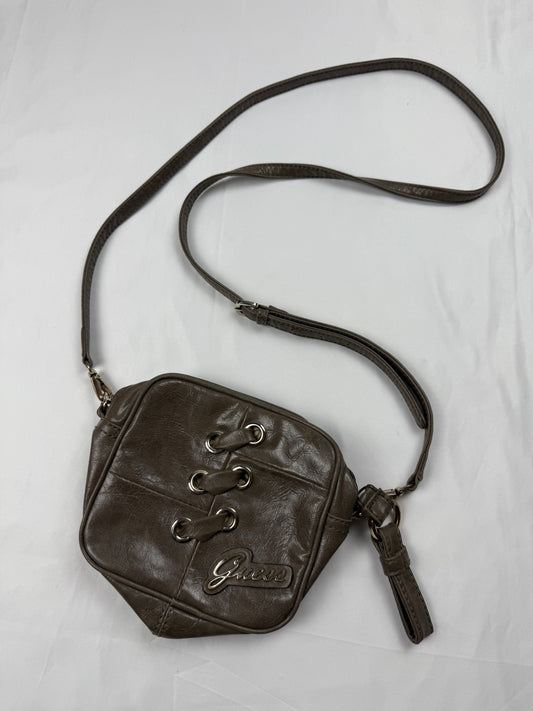 Khaki lace up mini crossbody / shoulder bag (16x17cm)