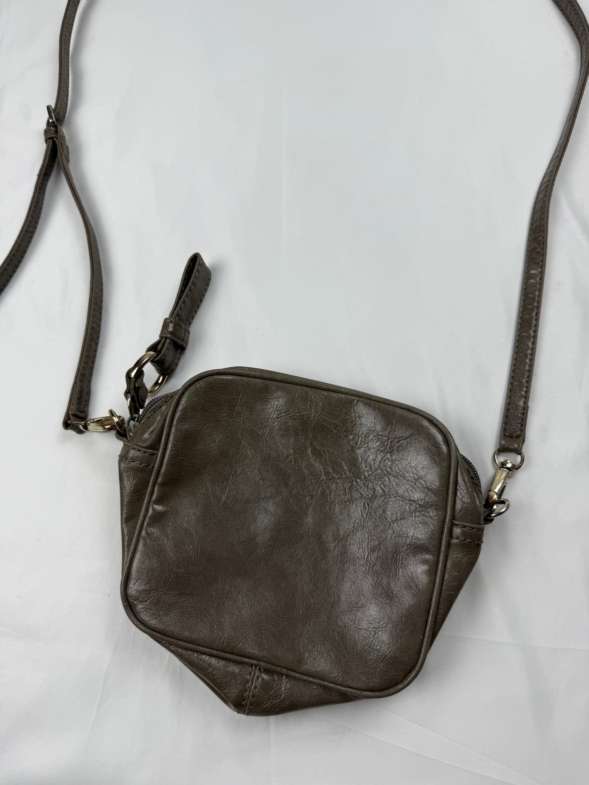 Khaki lace up mini crossbody / shoulder bag (16x17cm)