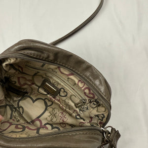Khaki lace up mini crossbody / shoulder bag (16x17cm)