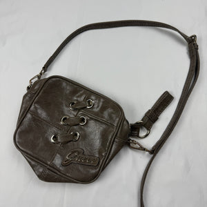 Khaki lace up mini crossbody / shoulder bag (16x17cm)
