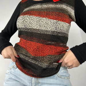 Striped black & orange bicolore jumper (M)