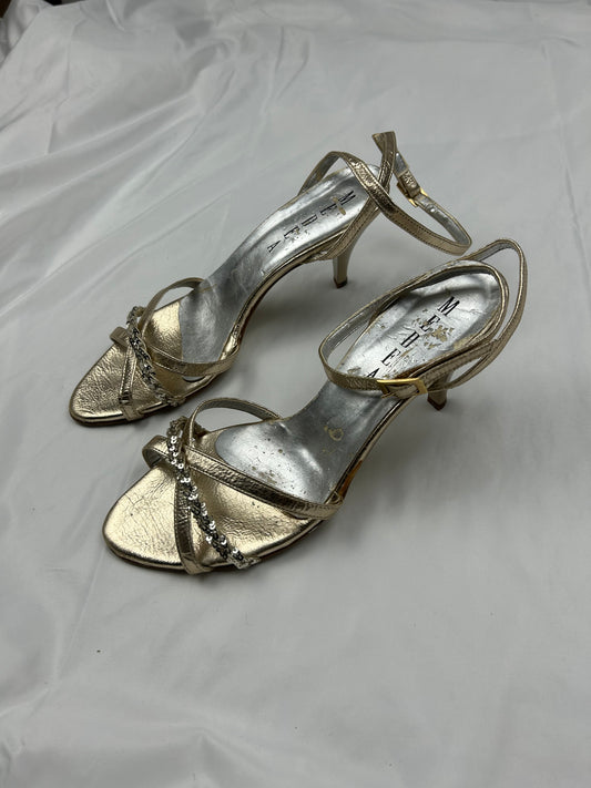 Gold summer kitten heels sandals (37)