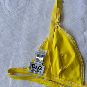 Yellow cotton logo band bralette (S)