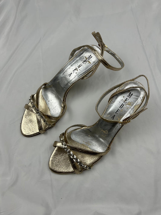 Gold summer kitten heels sandals (37)