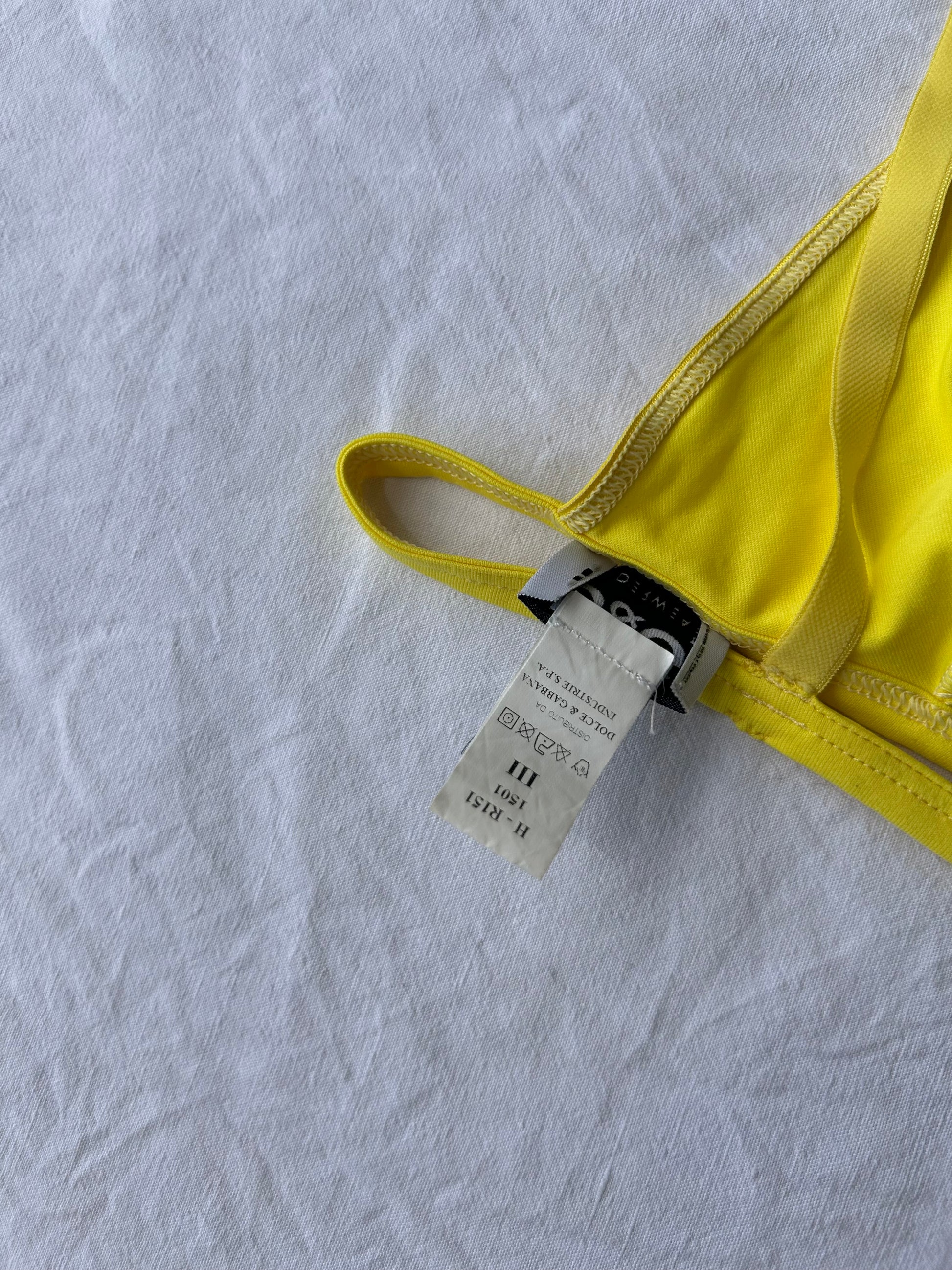 Yellow cotton logo band bralette (S)
