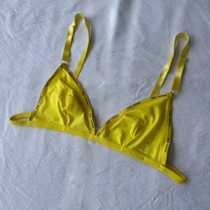 Yellow cotton logo band bralette (S)