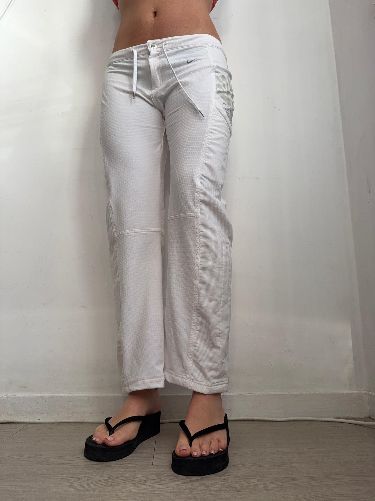 Pantalon droit taille basse en jean noir (XS)