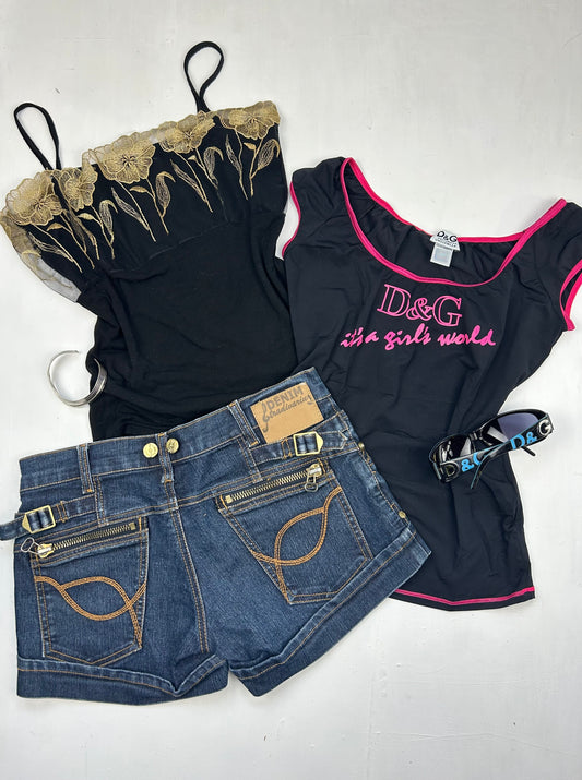 Black & pink logo tank top (S)