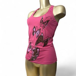 Pink butterfly print tank top (M/L)