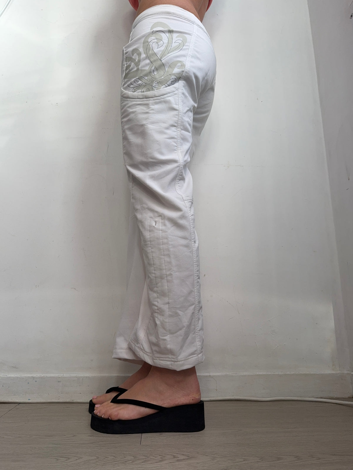 Pantalon droit taille basse en jean noir (XS)