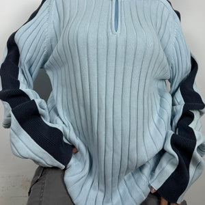 Baby blue 100% cotton half zip jumper (XXL)