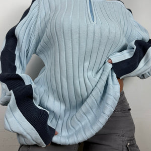 Baby blue 100% cotton half zip jumper (XXL)