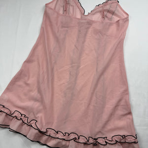 Baby pink mesh lettuce hem babydoll mini dress (XL)