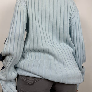 Baby blue 100% cotton half zip jumper (XXL)