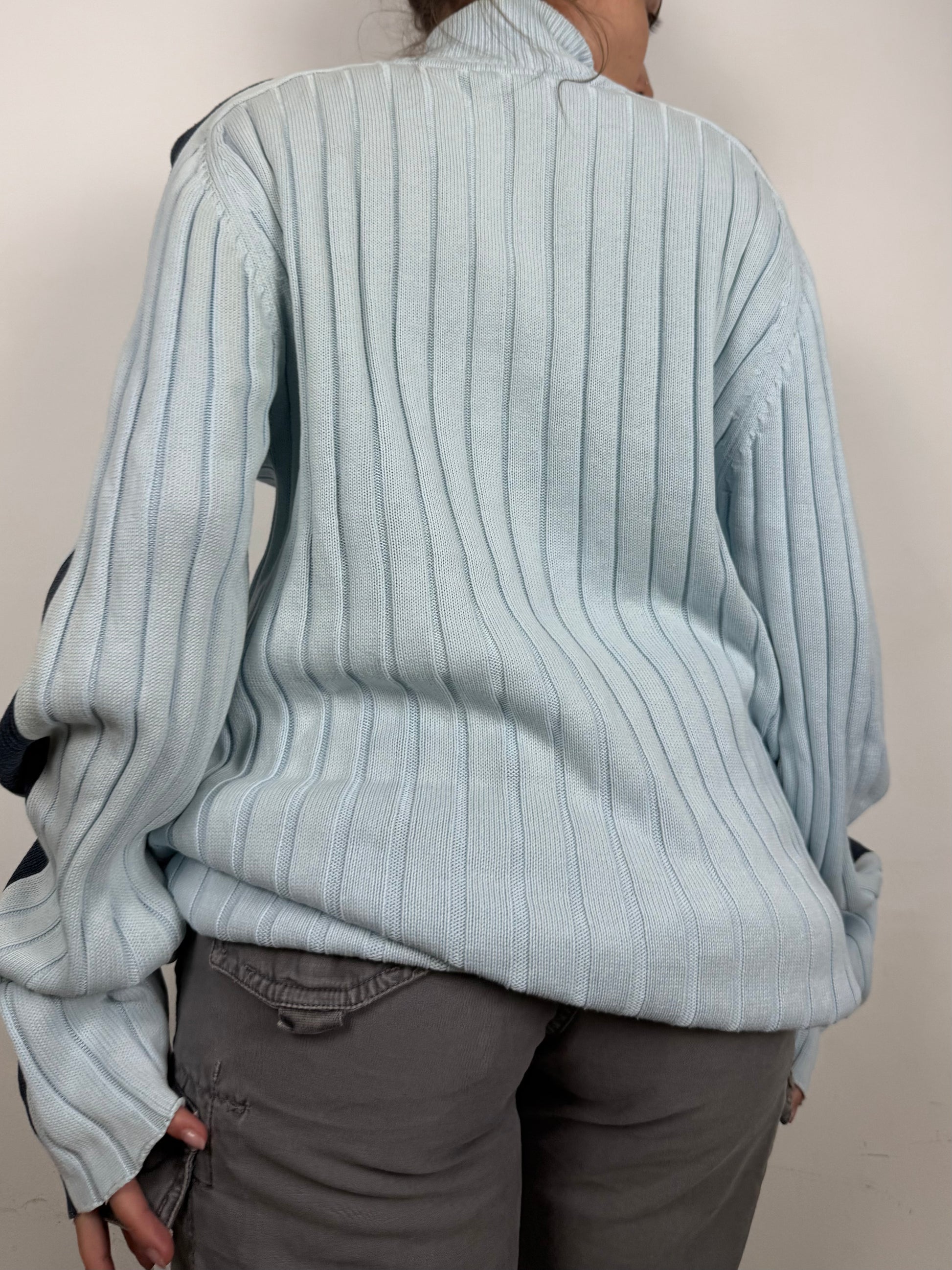 Baby blue 100% cotton half zip jumper (XXL)