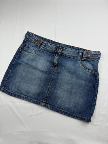 Blue denim low rise mini skirt (L)