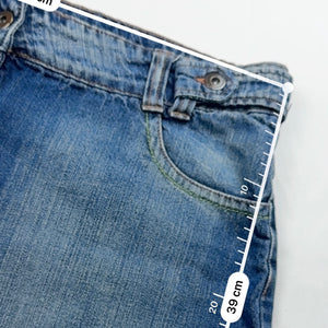 Blue denim low rise mini skirt (L)