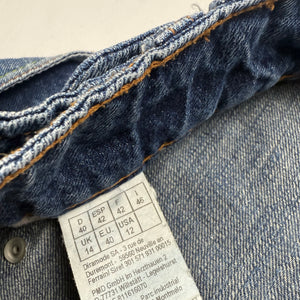 Blue denim low rise mini skirt (L)