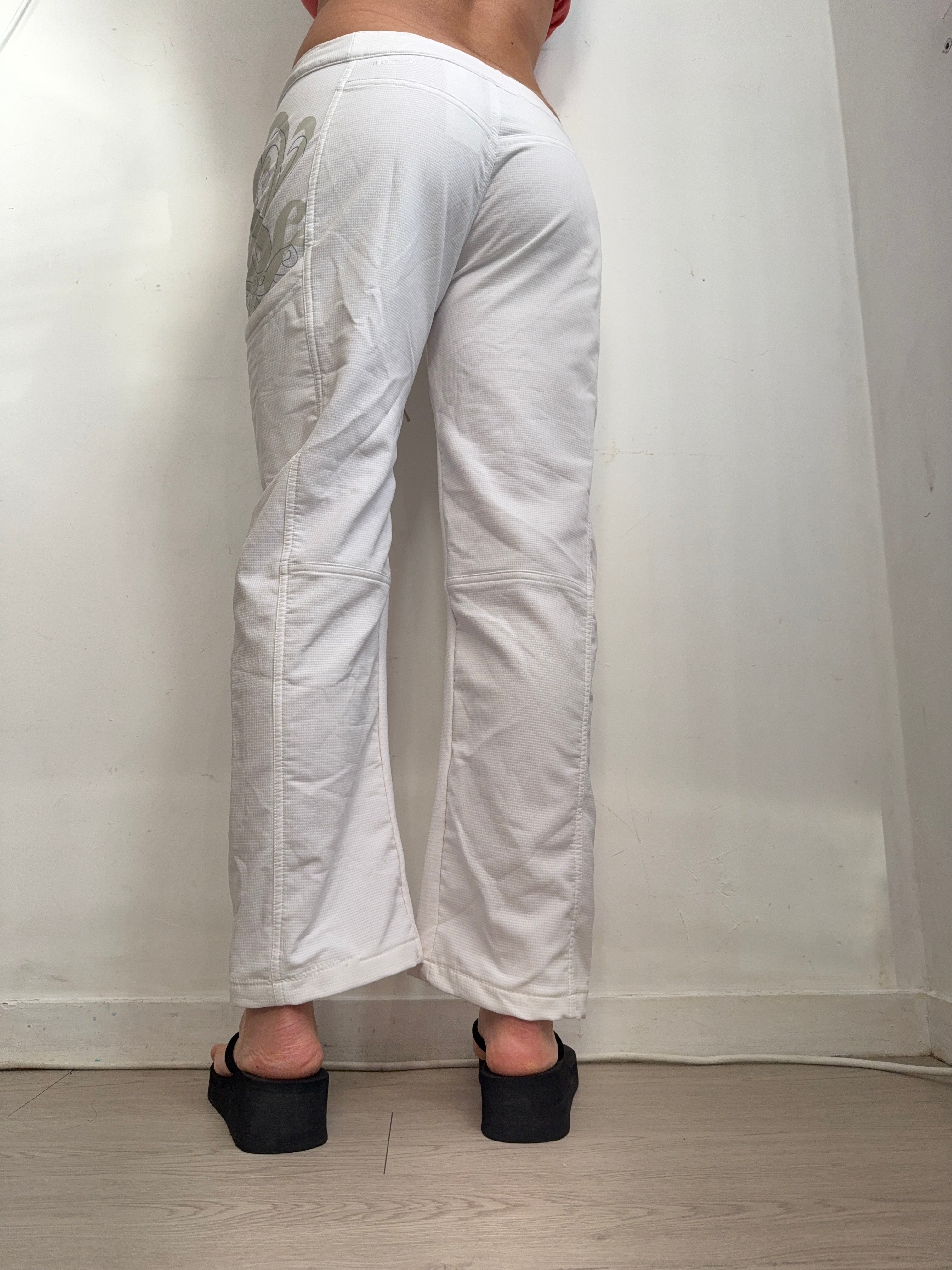 Pantalon droit taille basse en jean noir (XS)