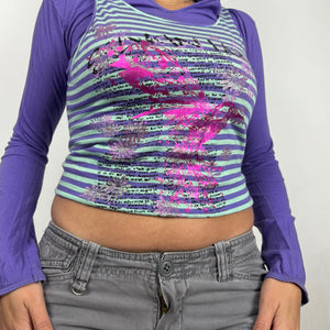 Purple graphic 2 in 1 hooded top (S/M)