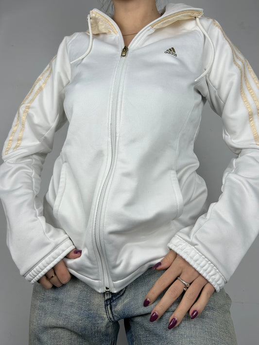 White zip up logo hoodie jacket (M/L)