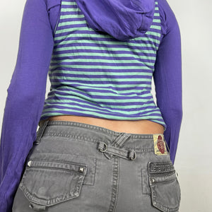 Purple graphic 2 in 1 hooded top (S/M)